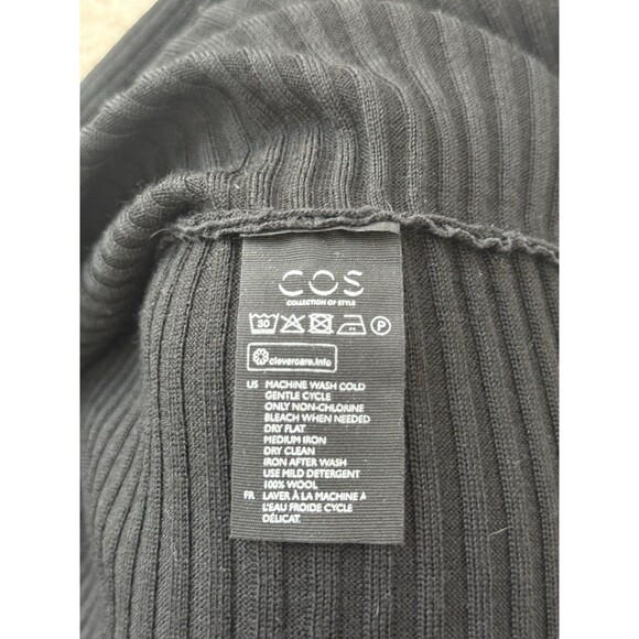 COS Women’s L Black Long Sleeve Turtleneck Ribbed Sweater Dress Minimalist Chic - Picture 5 of 7